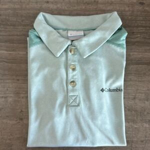 Columbia Men’s Green Striped Polo Size L